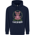 Lucipurr Demonic Hail Satan Cat Evil Mens 80% Cotton Hoodie Navy Blue