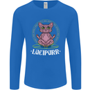 Lucipurr Demonic Hail Satan Cat Evil Mens Long Sleeve T-Shirt Royal Blue