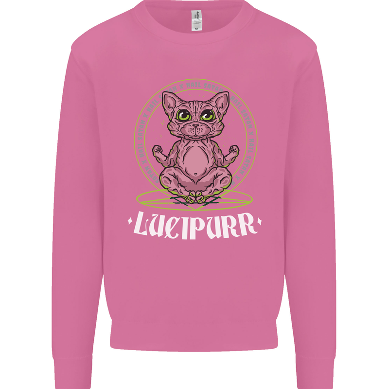 Lucipurr Demonic Hail Satan Cat Evil Mens Sweatshirt Jumper Azalea