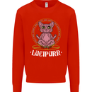 Lucipurr Demonic Hail Satan Cat Evil Mens Sweatshirt Jumper Bright Red