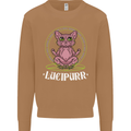 Lucipurr Demonic Hail Satan Cat Evil Mens Sweatshirt Jumper Caramel Latte
