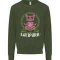 Lucipurr Demonic Hail Satan Cat Evil Mens Sweatshirt Jumper Forest Green