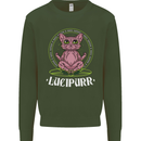 Lucipurr Demonic Hail Satan Cat Evil Mens Sweatshirt Jumper Forest Green