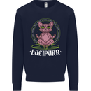 Lucipurr Demonic Hail Satan Cat Evil Mens Sweatshirt Jumper Navy Blue