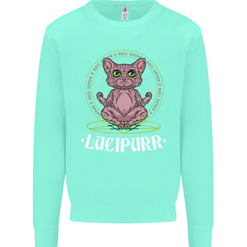 Lucipurr Demonic Hail Satan Cat Evil Mens Sweatshirt Jumper Peppermint