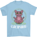 Lucipurr Demonic Hail Satan Cat Evil Mens T-Shirt 100% Cotton Light Blue