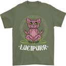 Lucipurr Demonic Hail Satan Cat Evil Mens T-Shirt 100% Cotton Military Green