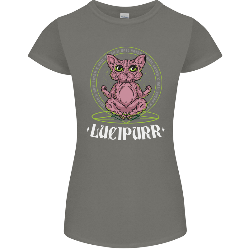 Lucipurr Demonic Hail Satan Cat Evil Womens Petite Cut T-Shirt Charcoal