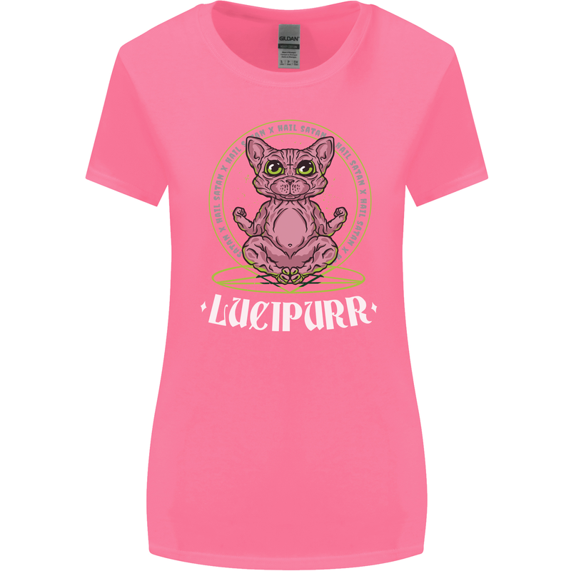 Lucipurr Demonic Hail Satan Cat Evil Womens Wider Cut T-Shirt Azalea