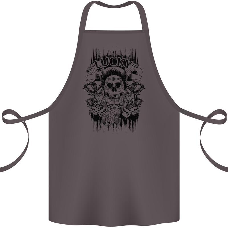 Lucky Dice Skull Motorbike Biker Motorcycle Cotton Apron 100% Organic Dark Grey