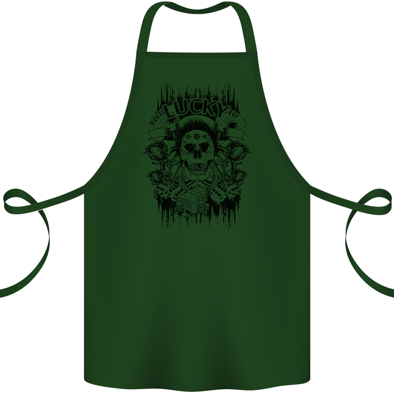 Lucky Dice Skull Motorbike Biker Motorcycle Cotton Apron 100% Organic Forest Green