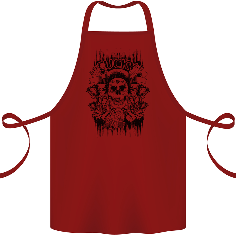 Lucky Dice Skull Motorbike Biker Motorcycle Cotton Apron 100% Organic Maroon