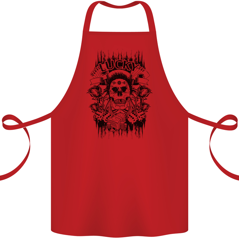 Lucky Dice Skull Motorbike Biker Motorcycle Cotton Apron 100% Organic Red