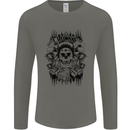 Lucky Dice Skull Motorbike Biker Motorcycle Mens Long Sleeve T-Shirt Charcoal