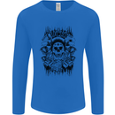 Lucky Dice Skull Motorbike Biker Motorcycle Mens Long Sleeve T-Shirt Royal Blue