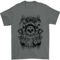 Lucky Dice Skull Motorbike Biker Motorcycle Mens T-Shirt Cotton Gildan Charcoal