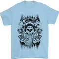 Lucky Dice Skull Motorbike Biker Motorcycle Mens T-Shirt Cotton Gildan Light Blue