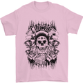 Lucky Dice Skull Motorbike Biker Motorcycle Mens T-Shirt Cotton Gildan Light Pink