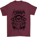 Lucky Dice Skull Motorbike Biker Motorcycle Mens T-Shirt Cotton Gildan Maroon