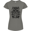 Lucky Dice Skull Motorbike Biker Motorcycle Womens Petite Cut T-Shirt Charcoal