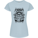 Lucky Dice Skull Motorbike Biker Motorcycle Womens Petite Cut T-Shirt Light Blue