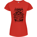 Lucky Dice Skull Motorbike Biker Motorcycle Womens Petite Cut T-Shirt Red