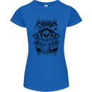 Lucky Dice Skull Motorbike Biker Motorcycle Womens Petite Cut T-Shirt Royal Blue