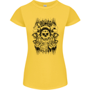 Lucky Dice Skull Motorbike Biker Motorcycle Womens Petite Cut T-Shirt Yellow