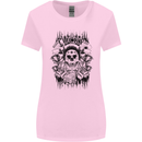Lucky Dice Skull Motorbike Biker Motorcycle Womens Wider Cut T-Shirt Light Pink