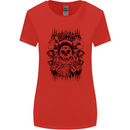 Lucky Dice Skull Motorbike Biker Motorcycle Womens Wider Cut T-Shirt Red