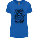 Lucky Dice Skull Motorbike Biker Motorcycle Womens Wider Cut T-Shirt Royal Blue