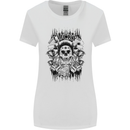 Lucky Dice Skull Motorbike Biker Motorcycle Womens Wider Cut T-Shirt White