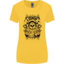 Lucky Dice Skull Motorbike Biker Motorcycle Womens Wider Cut T-Shirt Yellow