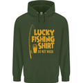 Lucky Fishing Fisherman Funny Childrens Kids Hoodie Forest Green