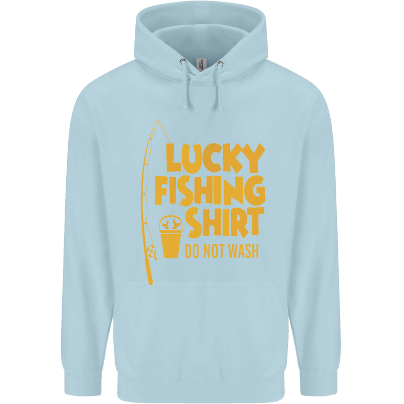 Lucky Fishing Fisherman Funny Childrens Kids Hoodie Light Blue