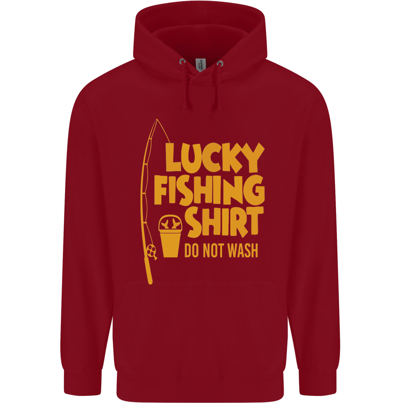 Lucky Fishing Fisherman Funny Childrens Kids Hoodie Red
