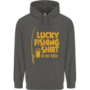 Lucky Fishing Fisherman Funny Childrens Kids Hoodie Storm Grey