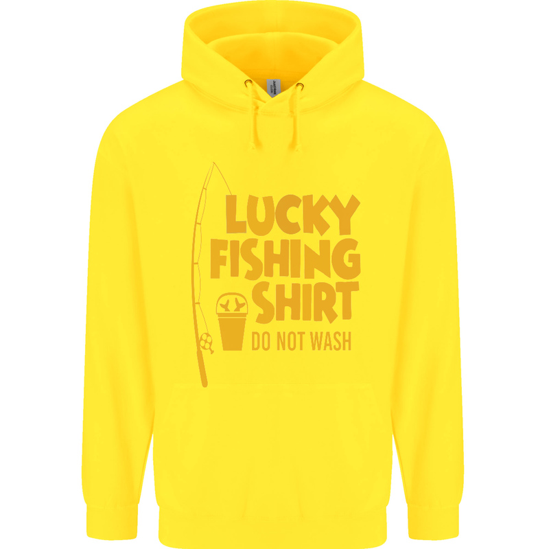 Lucky Fishing Fisherman Funny Childrens Kids Hoodie Yellow
