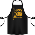 Lucky Fishing Fisherman Funny Cotton Apron 100% Organic Black