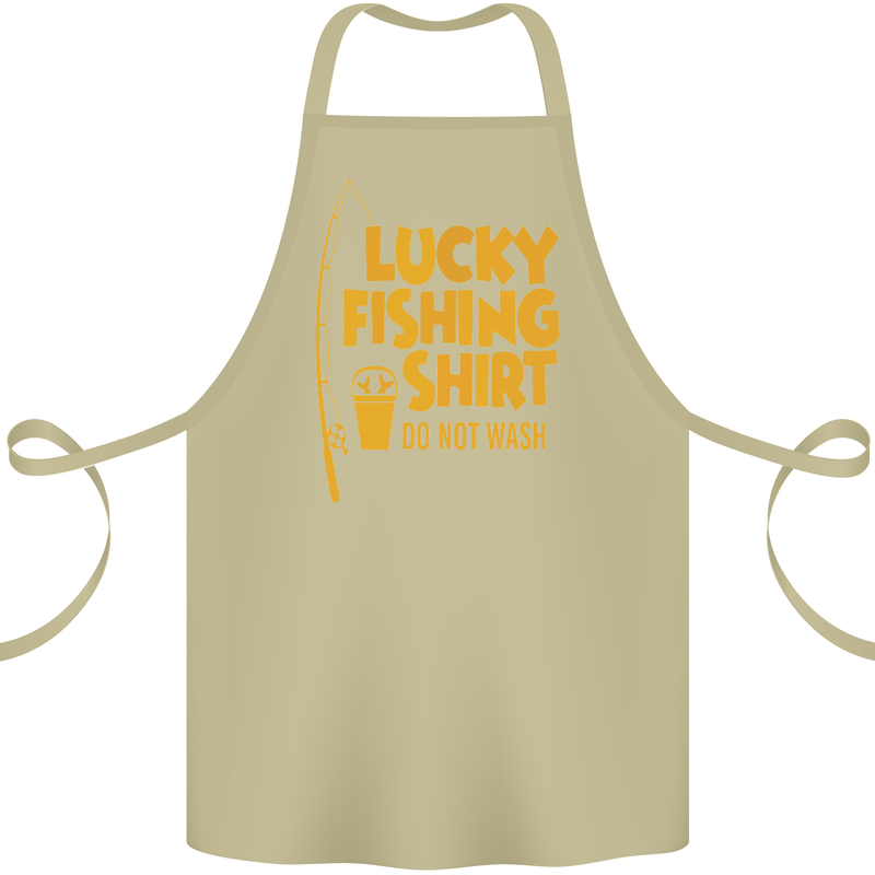 Lucky Fishing Fisherman Funny Cotton Apron 100% Organic Khaki