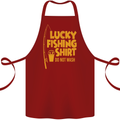 Lucky Fishing Fisherman Funny Cotton Apron 100% Organic Maroon