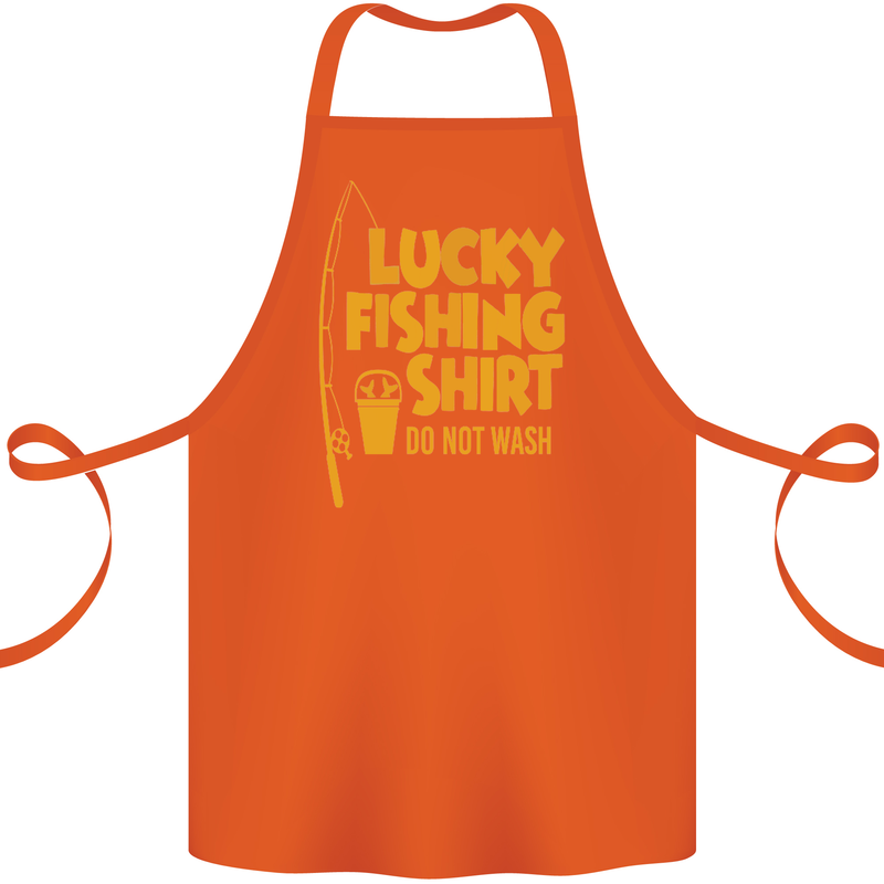 Lucky Fishing Fisherman Funny Cotton Apron 100% Organic Orange