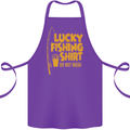 Lucky Fishing Fisherman Funny Cotton Apron 100% Organic Purple