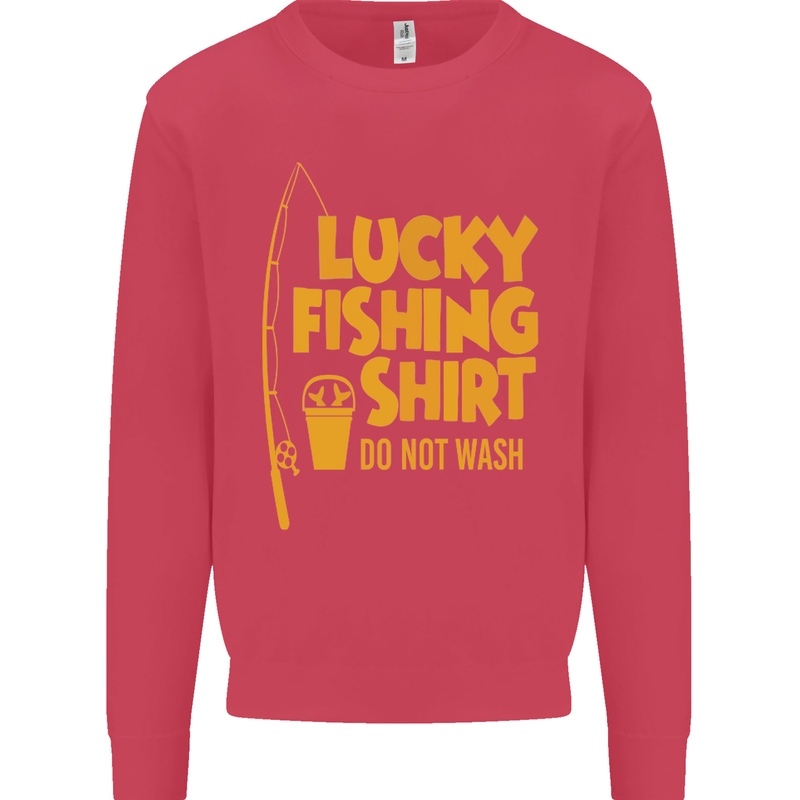 Lucky Fishing Fisherman Funny Kids Sweatshirt Jumper Heliconia
