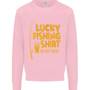 Lucky Fishing Fisherman Funny Kids Sweatshirt Jumper Light Pink