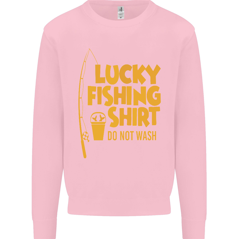 Lucky Fishing Fisherman Funny Kids Sweatshirt Jumper Light Pink