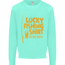 Lucky Fishing Fisherman Funny Kids Sweatshirt Jumper Peppermint