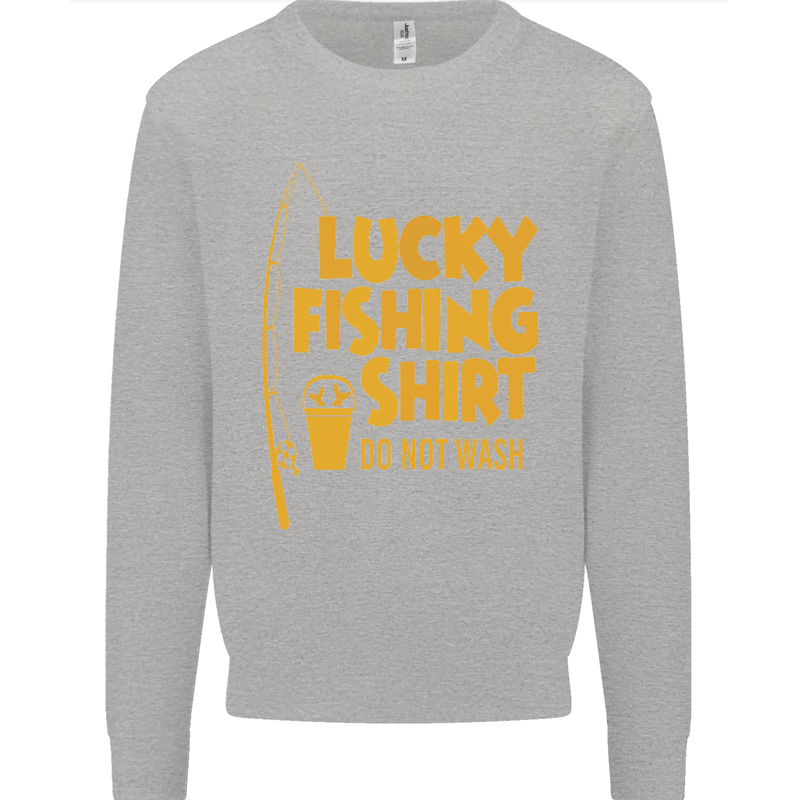 Lucky Fishing Fisherman Funny Kids Sweatshirt Jumper Sports Grey