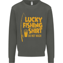Lucky Fishing Fisherman Funny Kids Sweatshirt Jumper Storm Grey