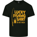 Lucky Fishing Fisherman Funny Kids T-Shirt Childrens Black